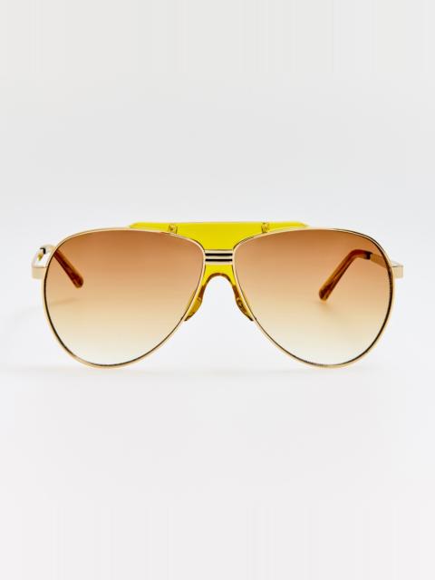 LINDA FARROW Amelia Sunglasses in Gold and Mustard