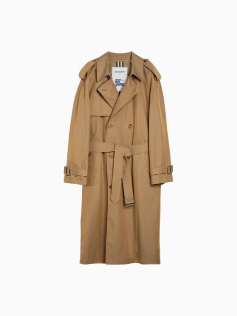 BURBERRY LONG DOUBLE-BREASTED SPELT TRENCH COAT