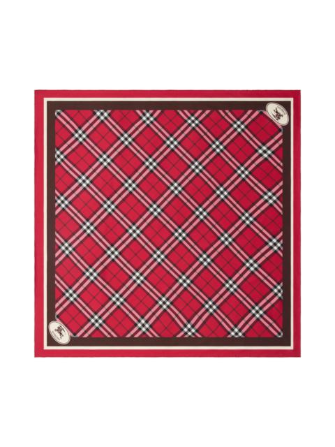 Burberry burberry Medium Check EKD Stamp Square Silk Twill Scarf in Post Red at Nordstrom