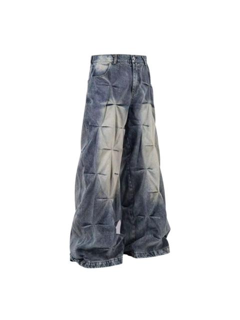 Other Designers Japanese Brand - Distressed Wide-Leg Denim – Bleach Wash with Pleat Detailing