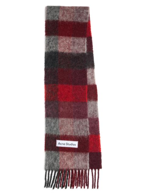 Acne Studios Acne Studios Vally Plaid Alpaca, Wool & Mohair Blend Scarf in Red/Black at Nordstrom