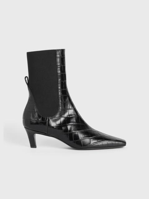 TOTEME Croco-embossed mid-heel boots black