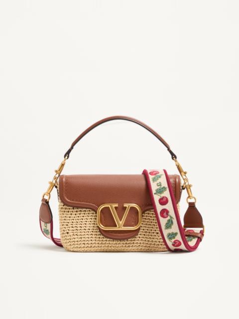 Valentino VALENTINO GARAVANI ALLTIME SHOULDER BAG IN RAFFIA AND GRAINY CALFSKIN WITH RIBBON STRAP FEATURING CH