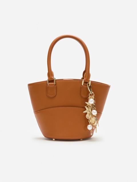 self-portrait Tan Leather Charm Tote Bag