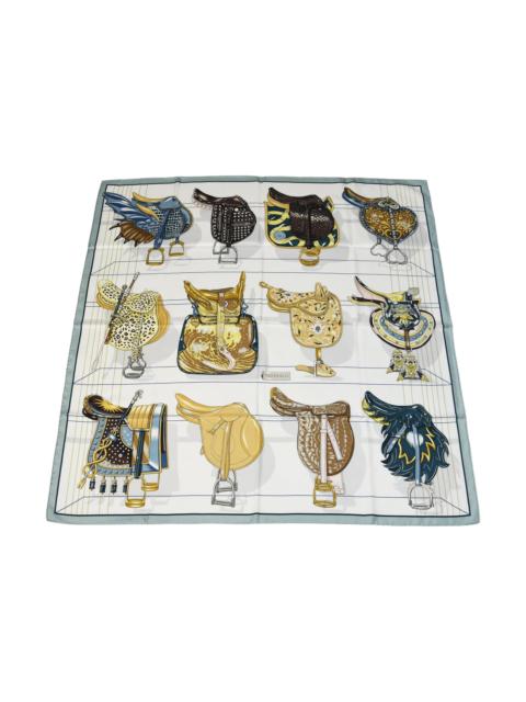 Hermès Hermes Carre 90 Tous en Selle Silk Square Scarf Multicolor