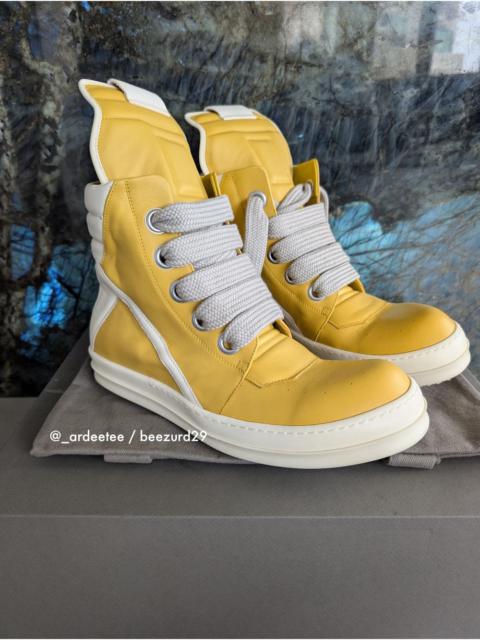 Rick Owens *NEW* SAMPLE YELLOW JUMBO LACE LEATHER GEOBASKET SNEAKERS