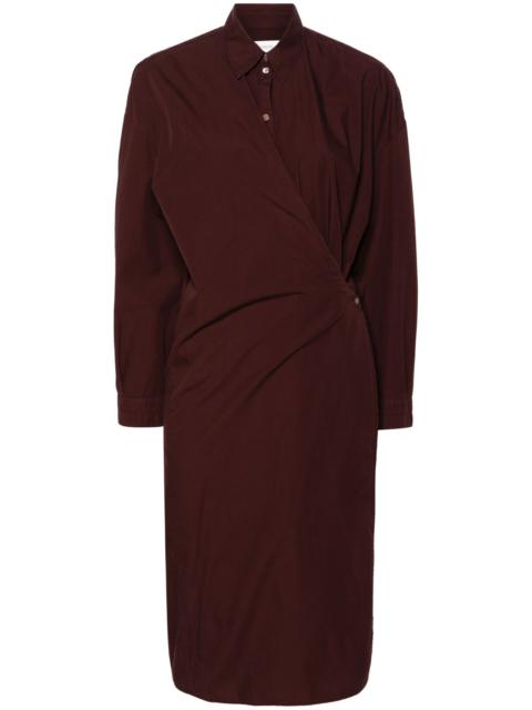 Lemaire Brown Twisted Cotton Midi Dress
