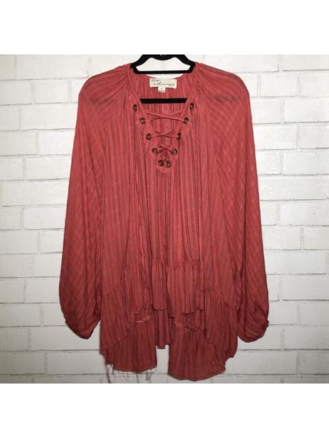 Other Designers Vintage Havana Oversized Flowy Lace-Up Top