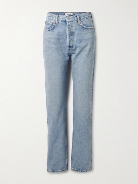 AGOLDE 90's Pinch Waist Long Frayed High-rise Straight-leg Jeans