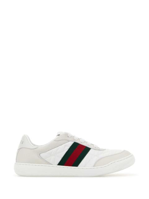 GUCCI Gucci Men White Leather And Fabric Screener Sneakers
