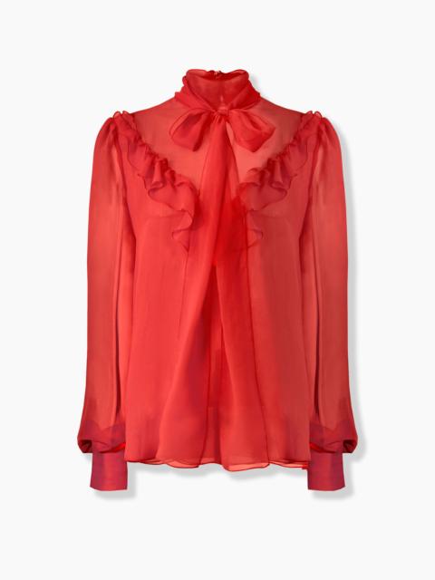 CAROLINA HERRERA Chiffon Turtleneck with Bow