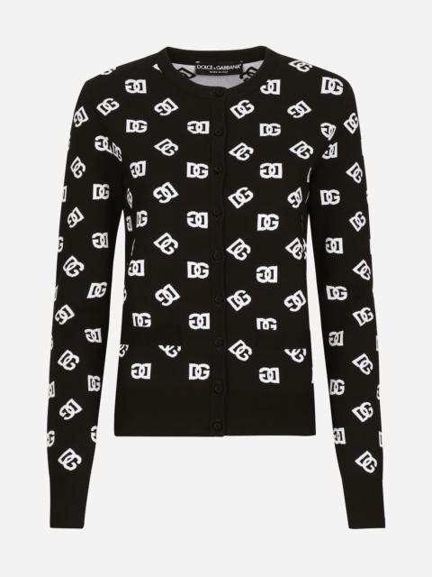 Dolce & Gabbana Viscose cardigan with jacquard DG logo
