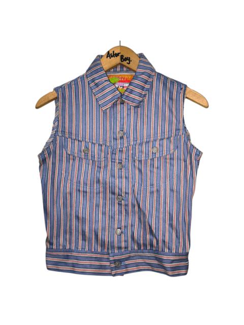 Vintage Ozone Community Striped Denim Vest