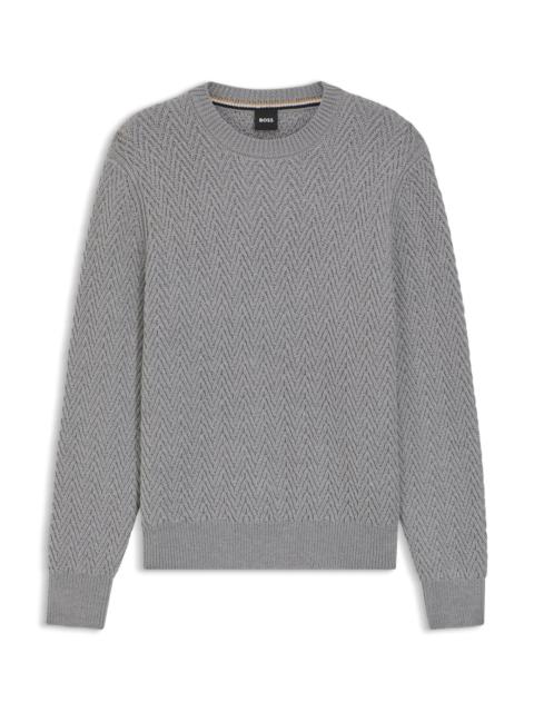 BOSS VIRGIN-WOOL SWEATER WITH HERRINGBONE STRUCTURE