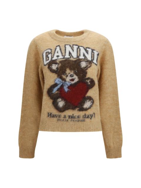 GANNI Ganni Alpaca Graphic Crewneck Sweater Camel