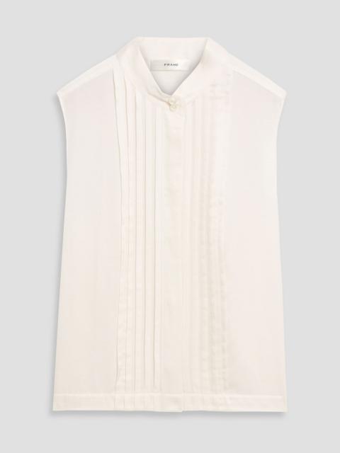 FRAME The Tux pintucked silk and cotton-blend top