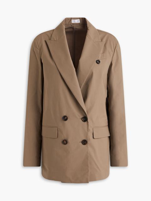 Brunello Cucinelli Double-breasted bead-embellished cotton-blend poplin blazer