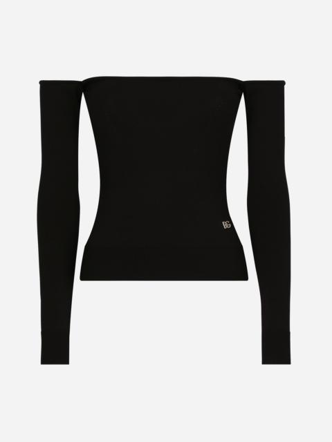 Dolce & Gabbana Strapless viscose sweater with muffs