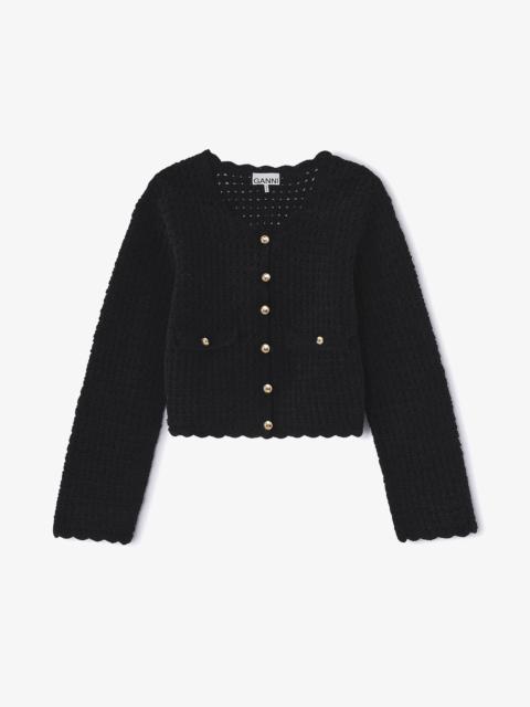 GANNI BLACK CROCHET CARDIGAN