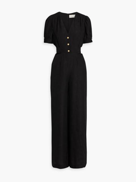 SALONI Lea cutout silk-jacquard wide-leg jumpsuit