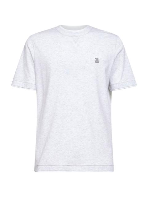 Brunello Cucinelli Brunello Cucinelli Men Grey Jersey Faux Layering Logo T-Shirt