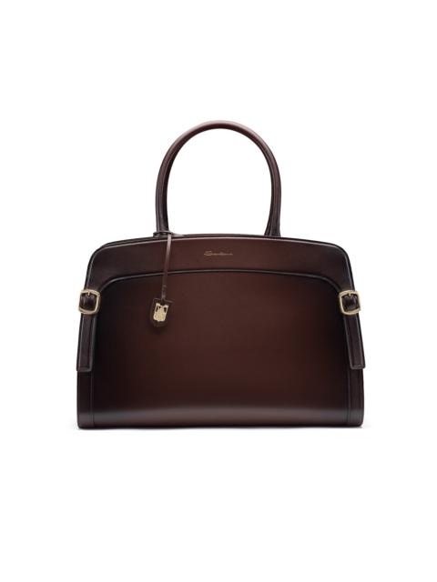 Santoni Brown leather Meraviglia Collection handbag
