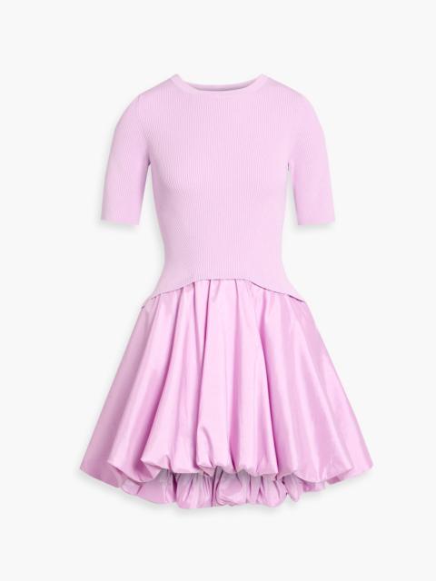 SIMKHAI Kenny ribbed-knit and taffeta mini dress