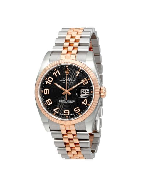 ROLEX Rolex Oyster Perpetual Datejust 36 Black Concentric Dial Stainless Steel and 18K Everose Gold Jubile