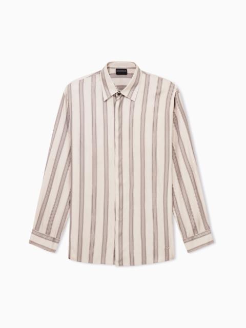 EMPORIO ARMANI COMFORT-FIT, FLUID VISCOSE SHIRT WITH AN ALL-OVER PRINT