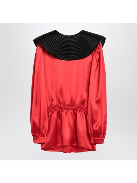 Valentino Valentino Red Silk Blouse With Black Collar Women