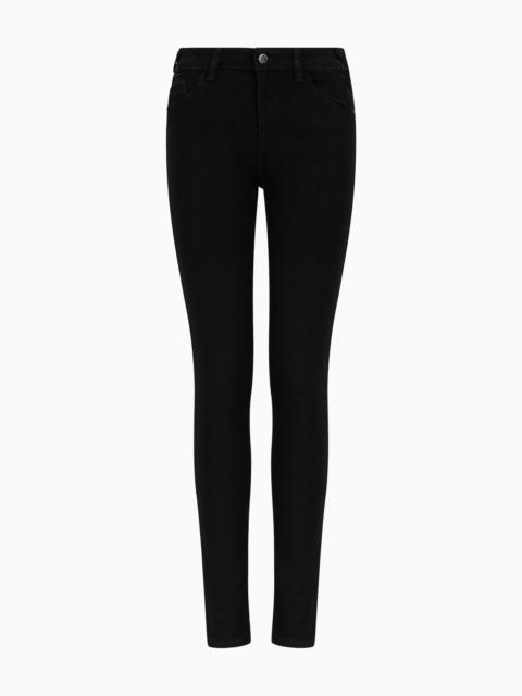 EMPORIO ARMANI J28 Medium-waisted, super skinny-leg jeans in rinsed comfort denim