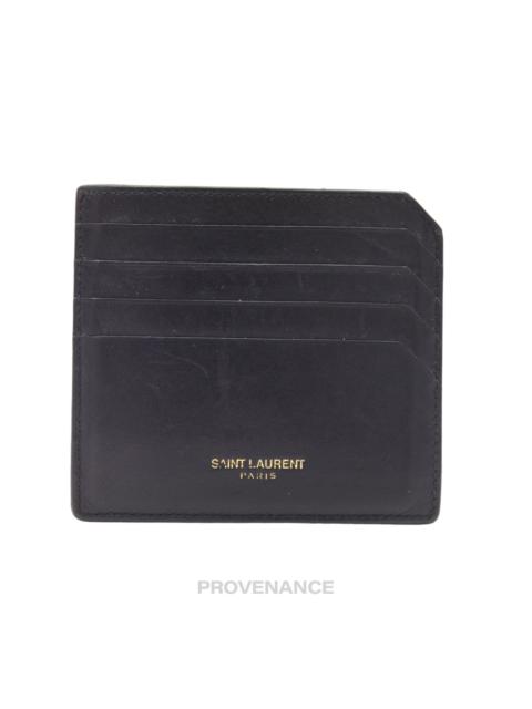 SAINT LAURENT SLP Card Holder Wallet - Black Calfskin Leather