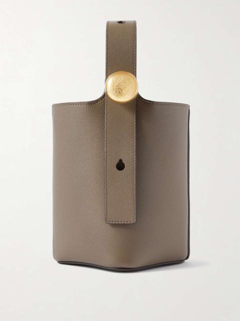 Pebble mini textured-leather tote Taupe