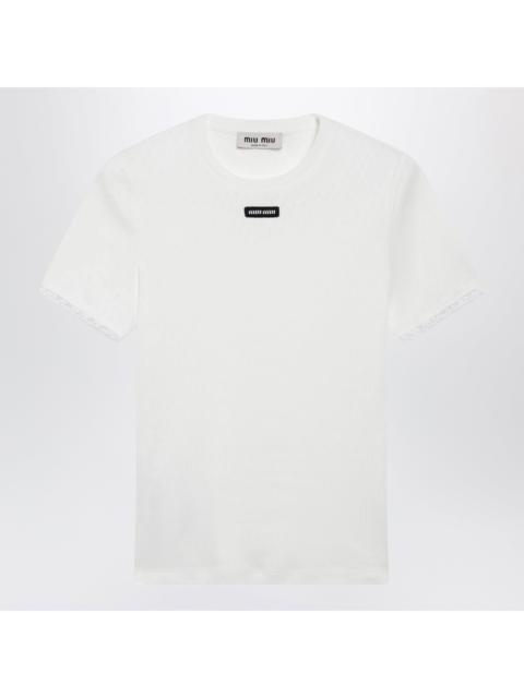 Miu Miu Miu Miu White T-Shirt With Logo Patch Women