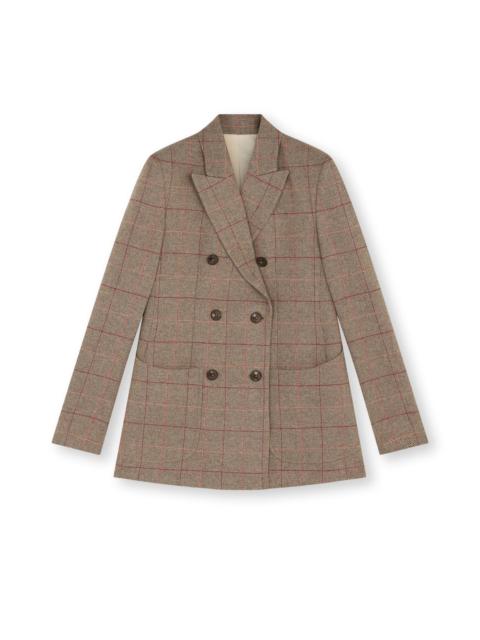 FORTELA Fortela Classic Double-Breasted Plaid Jacket in Grey at Nordstrom