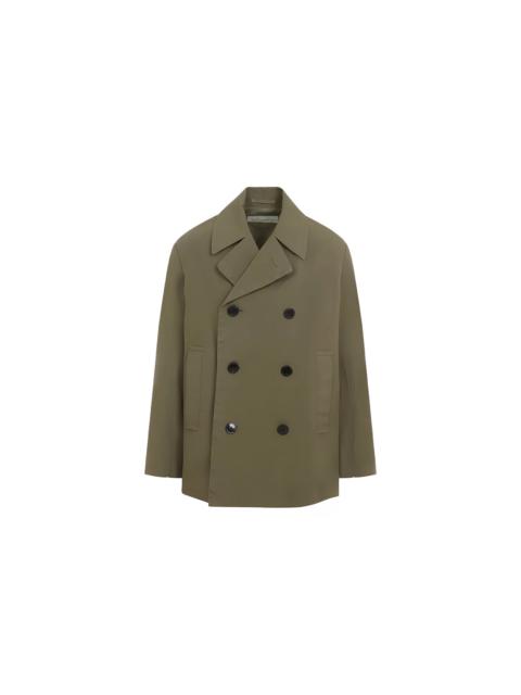 Dries Van Noten OVERSIZED DOUBLE BREASTED CROPPED COAT (GRAY)