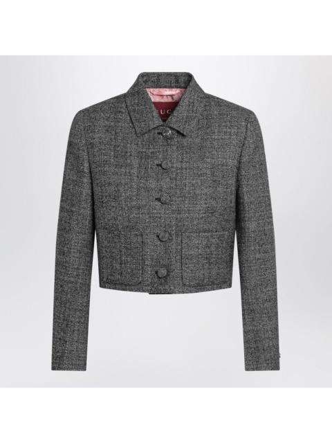 GUCCI Gucci Cropped Wool Jacket With Black/White Texture Women