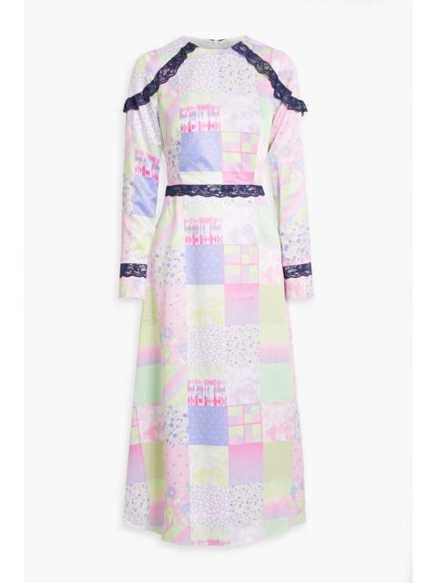 Other Designers Patchwork-effect printed satin midi dress