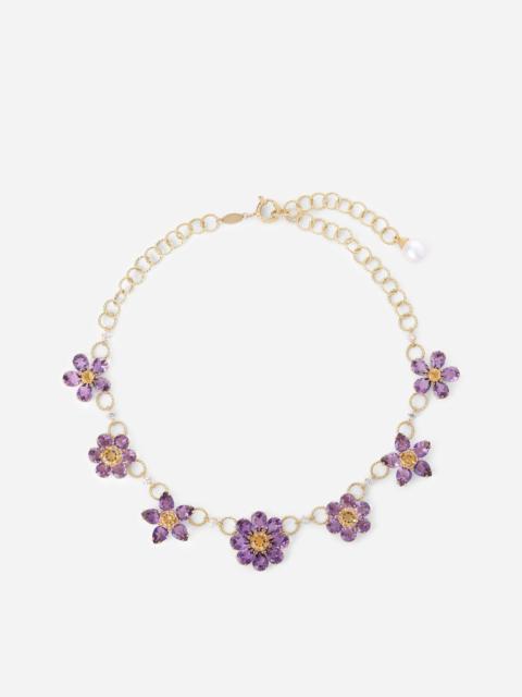 Dolce & Gabbana Spring Necklace 18 carat yellow gold, amethysts, citrines and sapphires