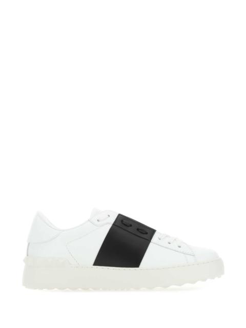 Valentino Valentino Garavani Men White Leather Open Sneakers With Black Band