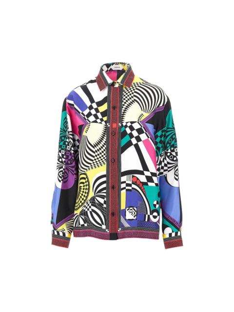 VERSACE Versace Teatro Print Silk Twill Shirt Multicolor