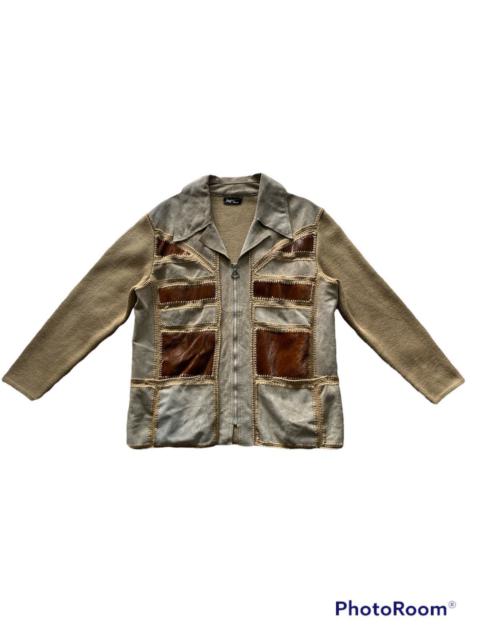 Other Designers If Six Was Nine - Vintage Moure Italy Handmade Jacket Knit Leather Patches