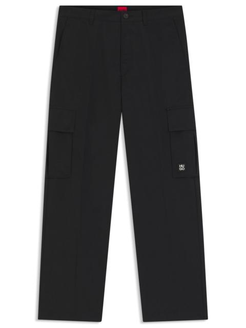 HUGO STRAIGHT-FIT CARGO TROUSERS IN WAXED FABRIC