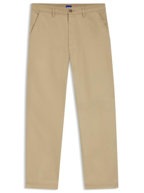 HUGO BAGGY-FIT TROUSERS IN STRETCH-COTTON CANVAS