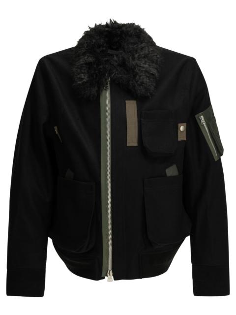 sacai Sacai Wool Bomber Jacket Black Men