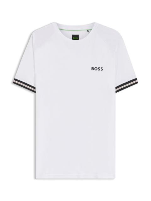 BOSS ACTIVE SLIM-FIT T-SHIRT WITH TENNIS-BALL EMBOSSING