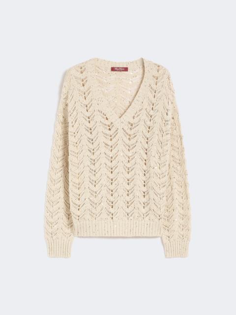 Max Mara Cotton yarn and sequin sweater - BEIGE