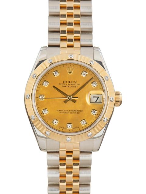 ROLEX Ladies Datejust 31 Ref 178313 Champagne Mother Of Pearl Dial