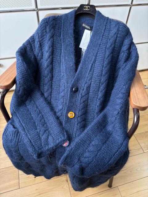 BALENCIAGA Balenciaga mohair knit cardigan with a large embroidered logo on the back