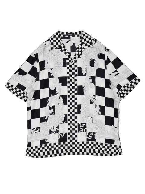 VERSACE Versace Medusa Checkerboard Print Silk Shirt